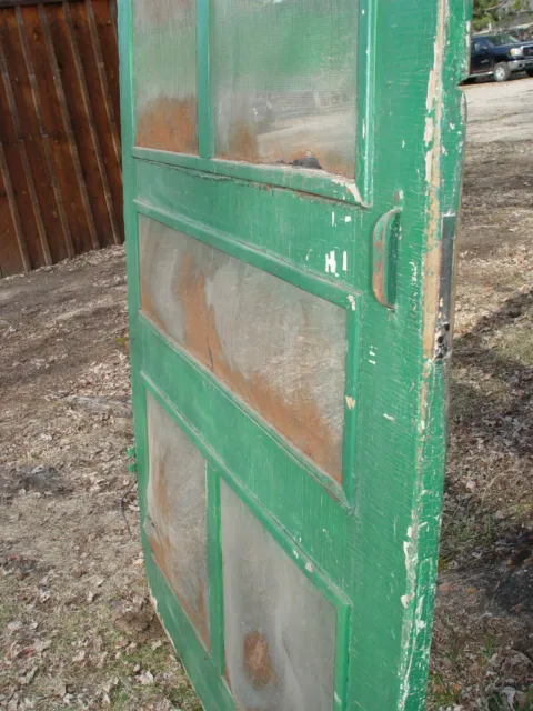 Vintage 1930s Green Painted Wooden Mortised Screen Door 5