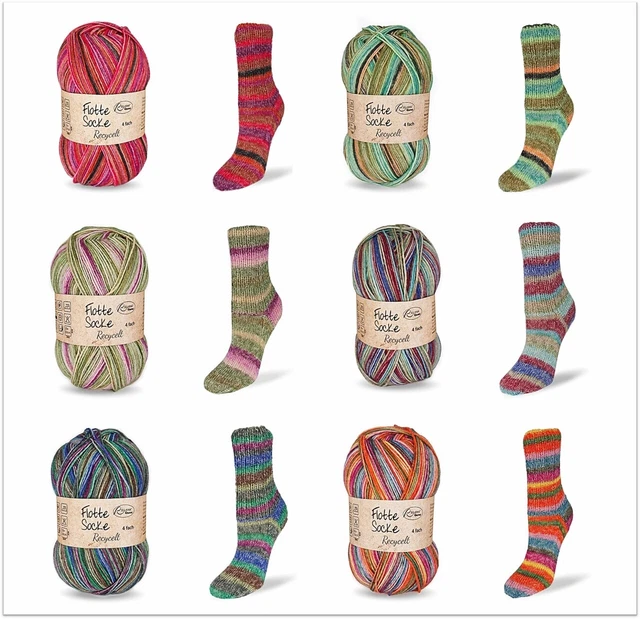 100g Flotte Socke Recycelt 4-fach Sockenwolle Garn zum Stricken GP 69,50€/1kg