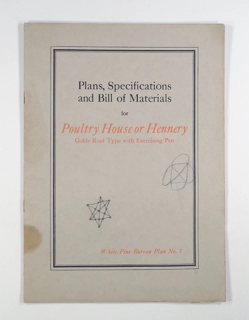 1917 Planos de gallina/hennery especificaciones y materiales oficina de pino blanco #7 {b}