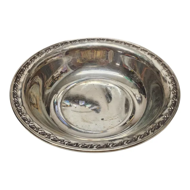 Gothic Revival 1939 Quaker Sterling Silver Bowl 9109L, 170 gm, 2" x 8 13/16"