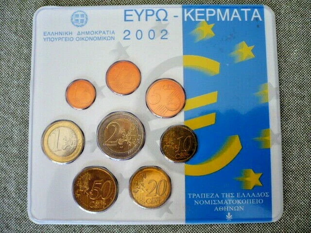 COFFRET BU GRECE 2002 - 50000 EX NEUF - 8 valeurs de 1 cent à 2 euros