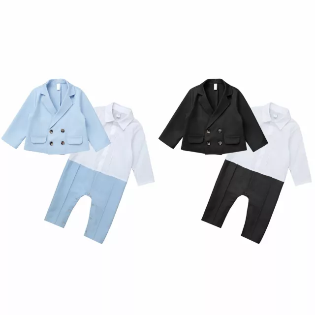 Baby Boy Suit Gentleman Outfit Party Birthday Christmas Romper Blazer Coat 0-24M