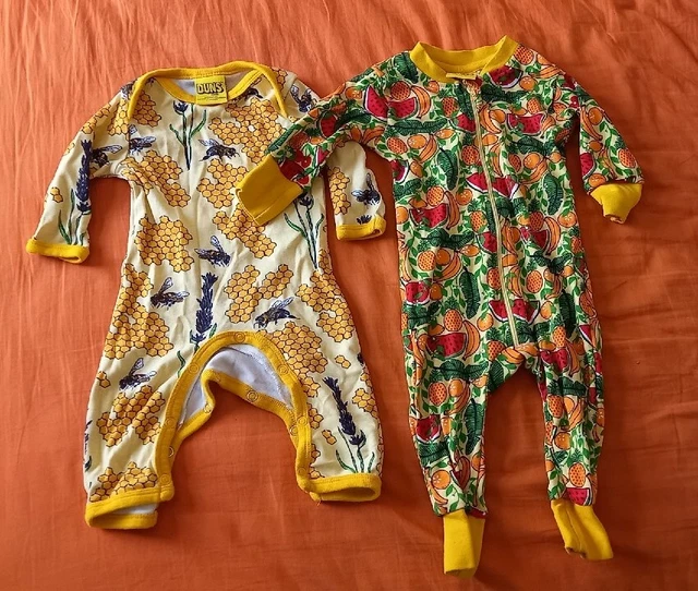 Duns Sweden Scandinavian Baby Grow Clothes Bundle 2 Sleepsuits Newborn 2-4 Month