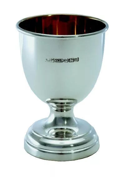 SILVER EGG CUP. HALLMARKED SILVER OLD ENGLISH DESIGN EGG CUP - Christening Gift