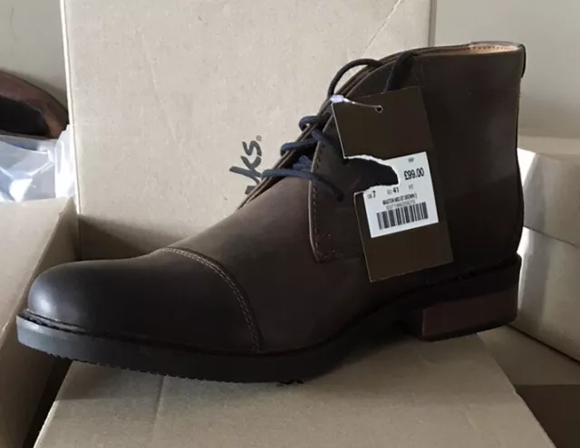 CLARKS MEN’S MAXTON Mid BT Brown Leather Ankle Boot. Uk Size 7 G EUR 41 ...