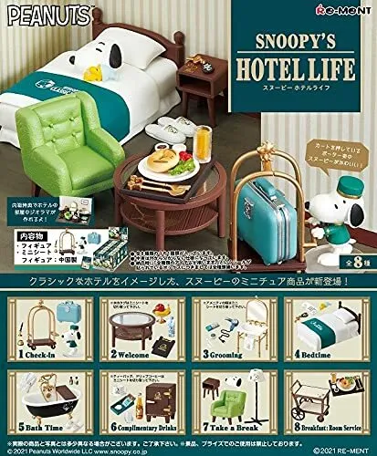 Peanuts SNOOPY'S HOTEL LIFE All 8 types set mini figure BOX RE-MENT