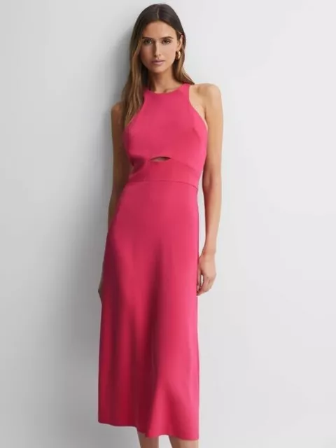 Reiss Vienna Halter Neck Cut Out Midi Dress size UK 10 RRP £228