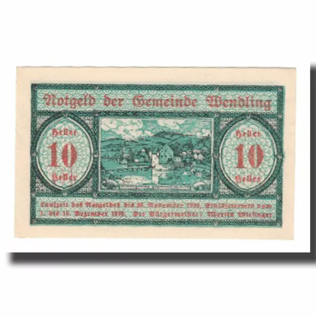 [#665991] Banknote, Austria, Wendling O.Ö. Gemeinde, 10 Heller, Texte, 1920, 192