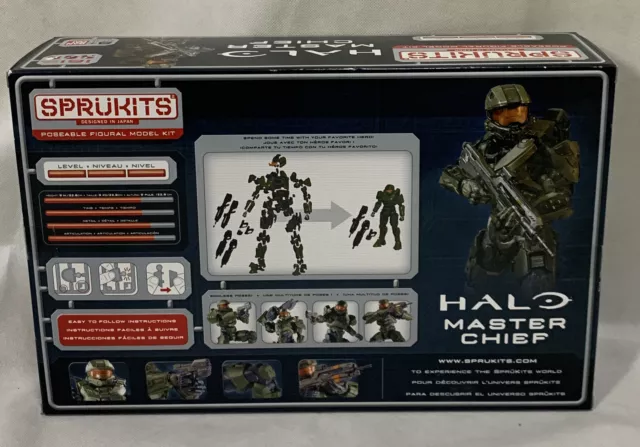 Rare- Sprukits Halo Master Chief Poseable Figure Model Kit Bandai Level 3 New 2