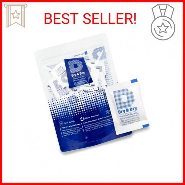 Dry & Dry 2 Gram [100 Packets] Food Safe Silica Gel Packs Desiccants - Rechargea