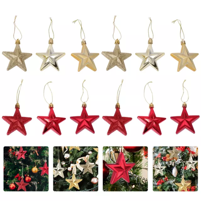 12 Pcs Sparkly Star Ornament Hanging Pendant Christmas Celebrity