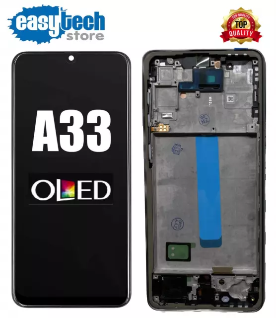 SAMSUNG A33 5G SM-A336B FRAME Display OLED Touch Screen Vetro LCD Schermo Nero