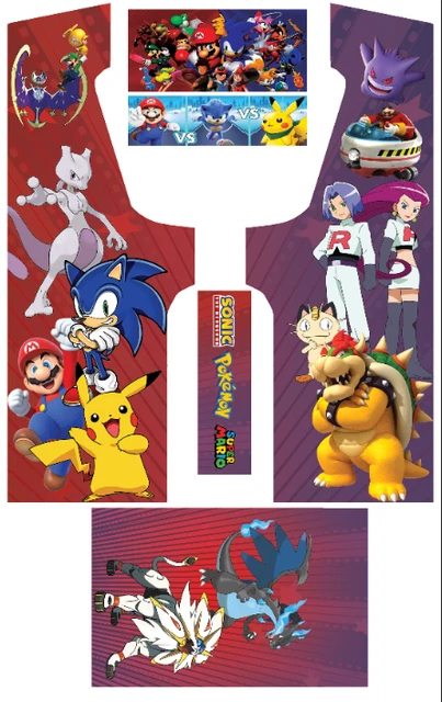 Pack Stickers Arcade - Mario, Sonic, Pokemon - Décalcomanies Pour Borne D'arcade - Fabriqué En France