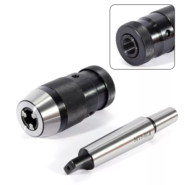 Lathe Mill Machine Keyless Drill Chuck Self Tighten With MT3-B18 Arbor US