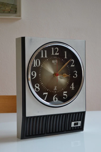 Horloge Murale JAZ TRANSISTOR Vintage Années 70 – Design Bois Rectangulaire