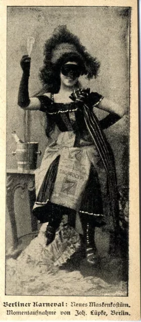 Berliner Karneval: Neues Maskenkostüm Histor.  Bilddokument von 1900