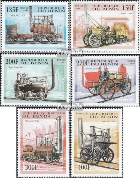 Benin 996-1001 mint never hinged mnh 1997 Locomotives out the 19. century.