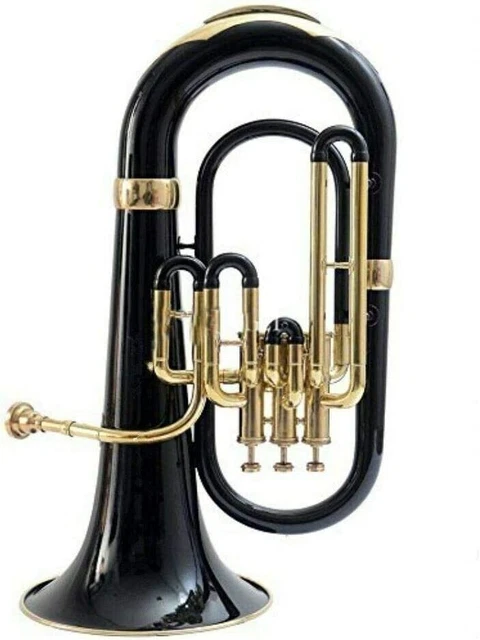 Euphonium 3 Valve Brass Made Bb Pitch with Hard Case & Mouthpiece Black Colour 3