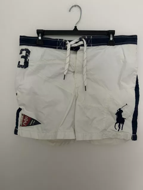 Ralph Lauren Polo Sport Swim Trunks Board Shorts Big Pony Size L Lined White