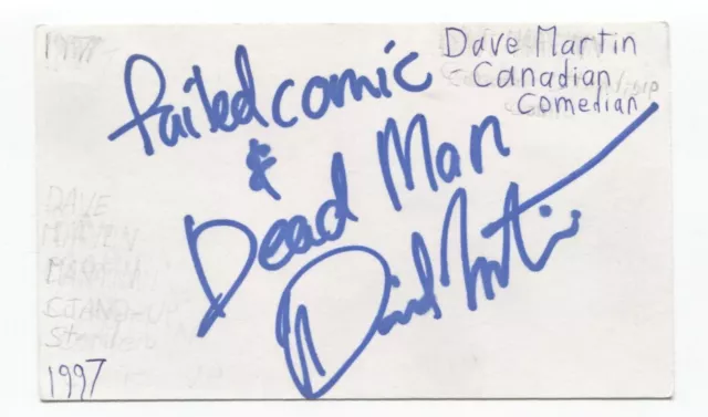 Dave Martin Signed 3x5 Index Card Autographed Signature Comedian Comic Actor