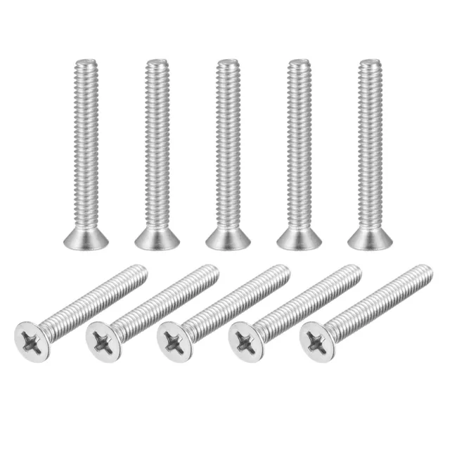 1/4-20x1-7/8" Plat Tête Machine Vis Cruciforme 304 Inox Acier Boulons 10pcs