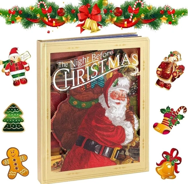THE NIGHT BEFORE Christmas PopUp Book with Light and Sound Santa Toy