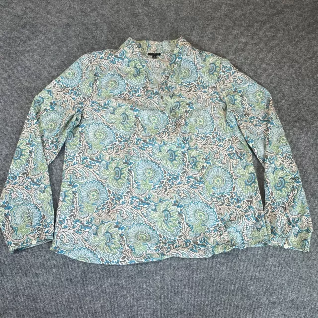 Talbots Shirt Womens 12 Multicolor Floral Print Long Sleeve Wrap Front Blouse