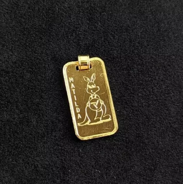 Silver 999 Bar Ingot Pendant Matilda Kangaroo 1982 Commonwealth Games Gold Plate