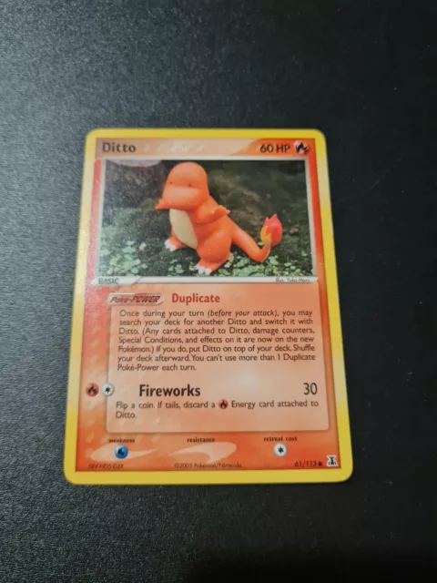 Pokemon Card - Ditto 61/113 Charmander EX Delta Species Non Holo - Excellent