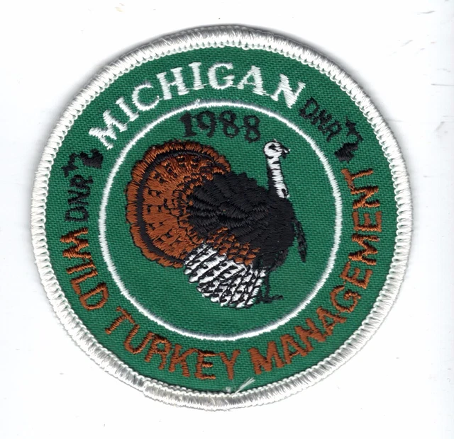 1988 MICHIGAN DNR Successful Turkey Hunter Patch DeerBearElkMoose