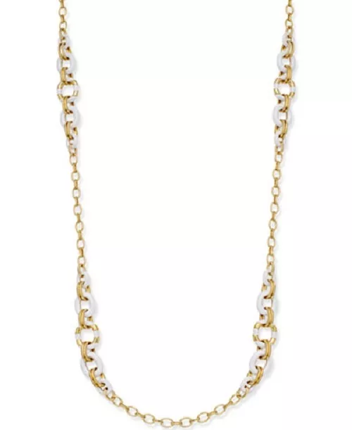 kate spade new york "Mod Moment" Link LONG Scatter Necklace WHITE New