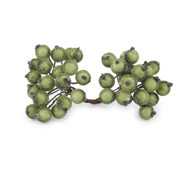 Beeren am Draht FROST grün, 40 Beeren, Länge ca. 15 cm, Durchmesser: 1,2cm
