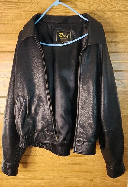 Reed Mens Vintage Cognac Brown Leather Jacket Size Large Made In USA Reed Mens Vintage Cognac Brown Leather Jacket Size Large Made In USA
