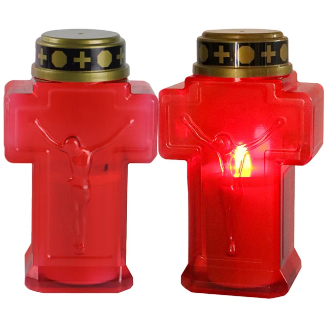 2 Pcs Flickering Candles Red Flickering Flameless Candles Decorate Props