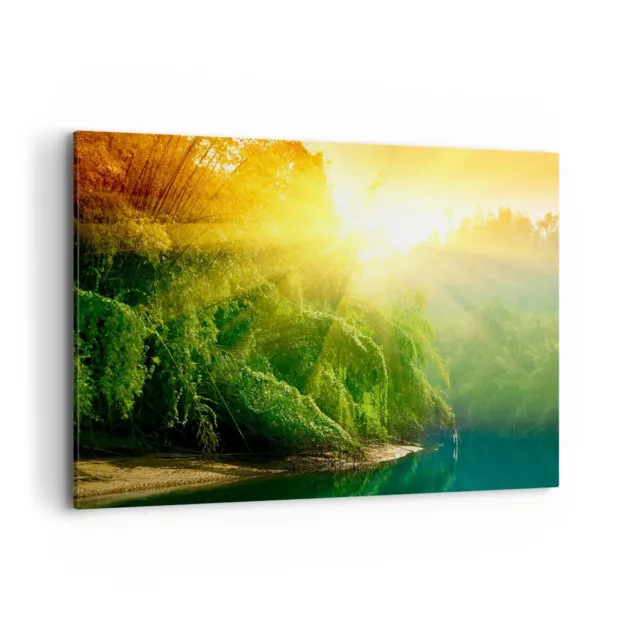 Canvas Print 120x80cm Wall Art Picture Tropics Trees River Large Framed Artwork