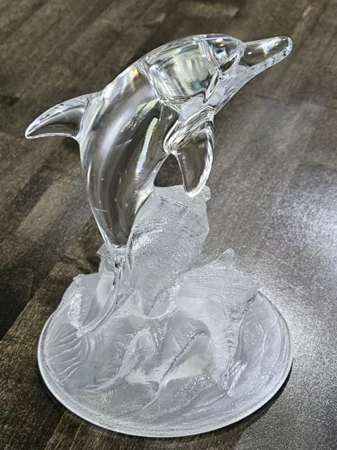 Cristal d'Arques FRANCE Lead Crystal Dolphin Sculpture Clear & Frosted