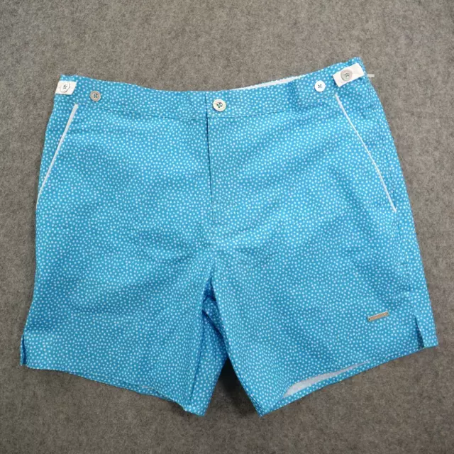 Parke & Ronen Shorts Mens 34 Blue Swim Trunks Lined Adjustable Waist Pockets New