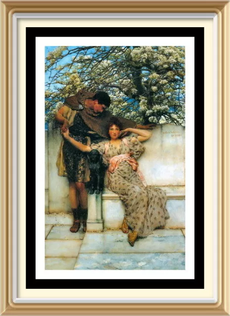 Arte preraffaellita Alma-Tadema - Love Courtship PROMISE PRIMAVERA Stampa arte da parete