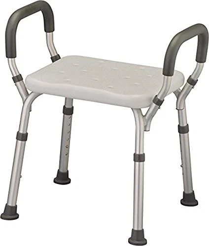 Bath Seat Shower Bench with Arms Adjustable Shower Chair with Arms Padded Back