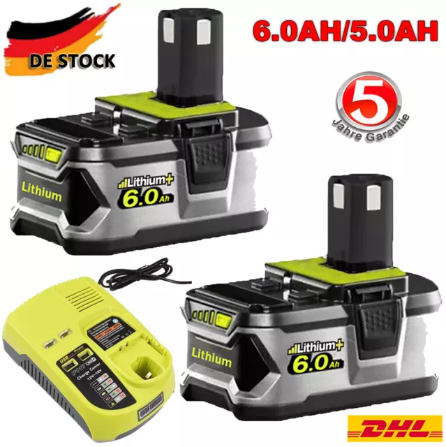 Für Ryobi Akku 18V 9,0Ah 6,0AH Lithium One Plus RB18L50 P108 RB18L40 /Ladegerät