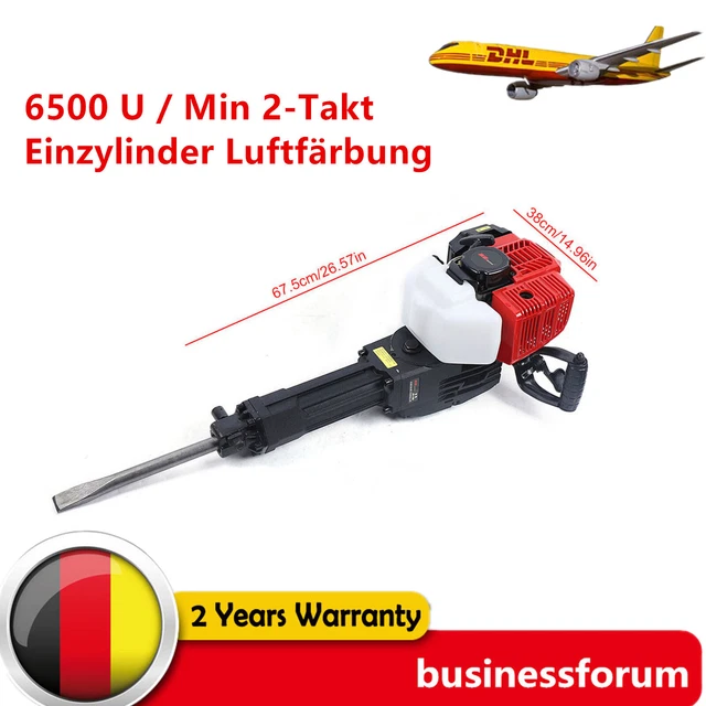 2-Takt Benzin Abbruchhammer Stemmhammer Meißelhammer Meißel Profi Set 1900W