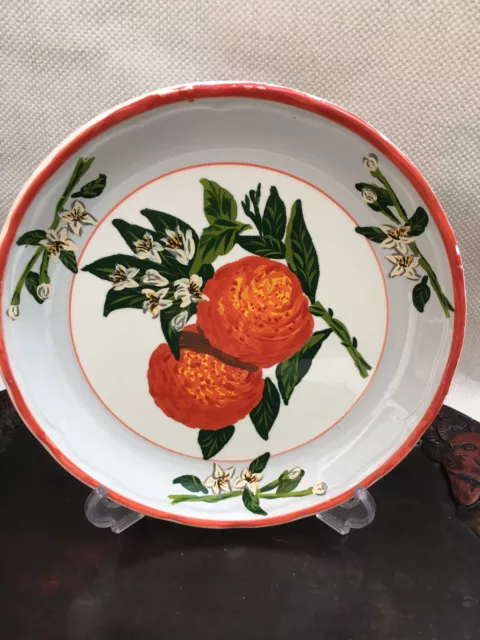 Vintage Cabinet Plate Plaque Hand Painted Oranges Cyprus