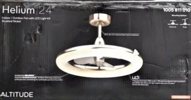 Altitude Helium 24 in Integrated LED Indoor/Outdoor Brushed Nickel Ceiling Fan 1