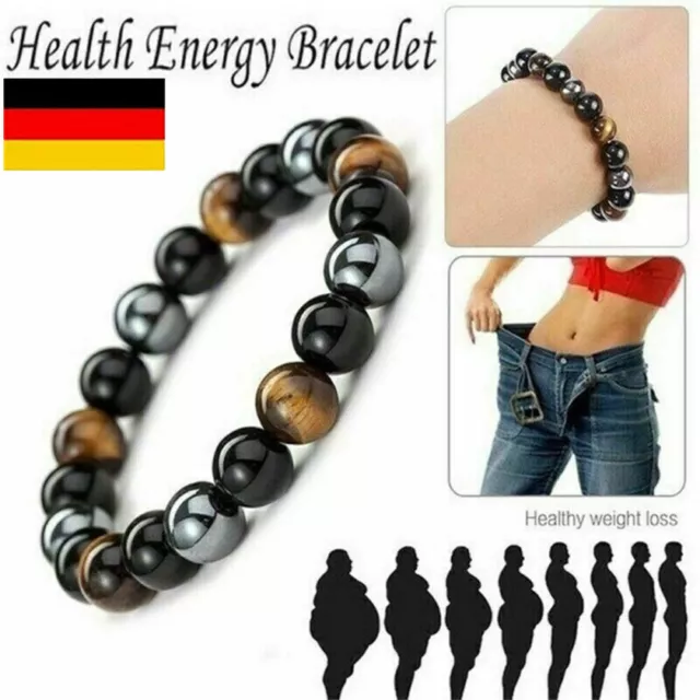 DE-Magnetisches Hämatit Tigerauge Stein Armband Gewichtsverlust Schmerzlinderung