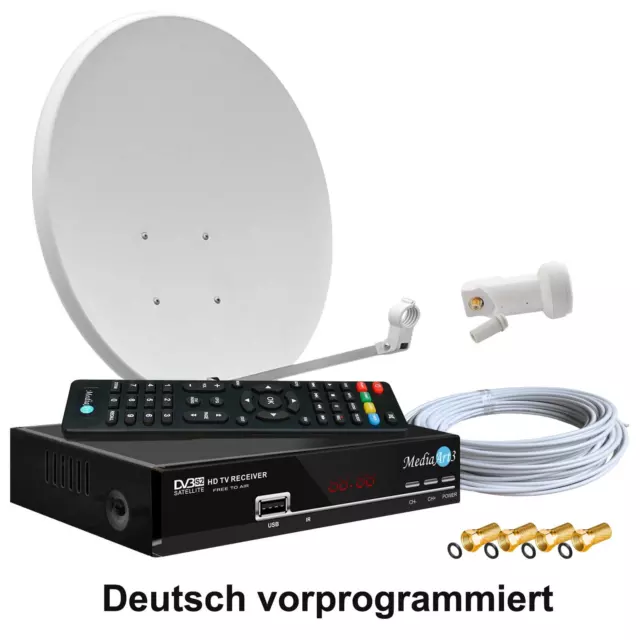 Digitale Satanlage Komplettset 60cm HDTV Sat-Receiver USB LNB Kabel Sat Anlage