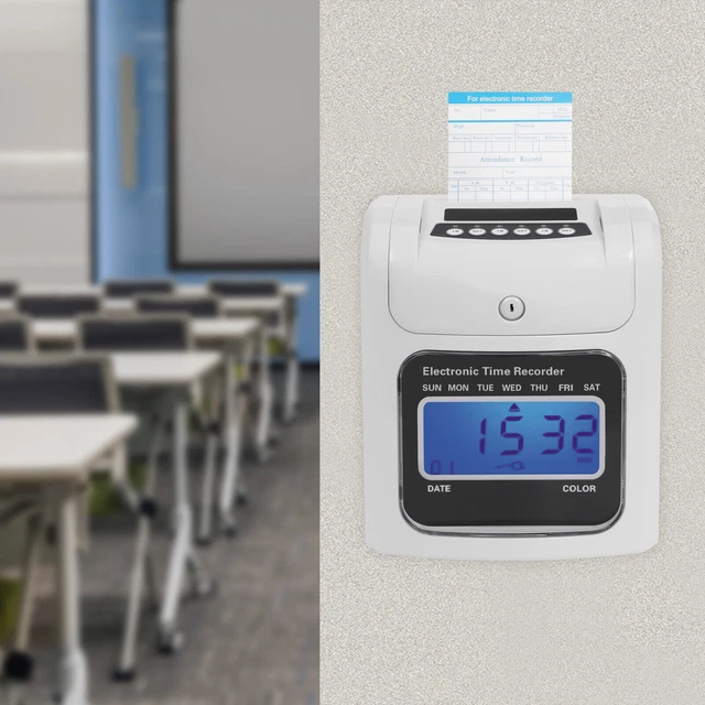Time Data Machine LCD SCANNER EMPLOYEE Attendance Machine Time Clock Staff Check In Out ...