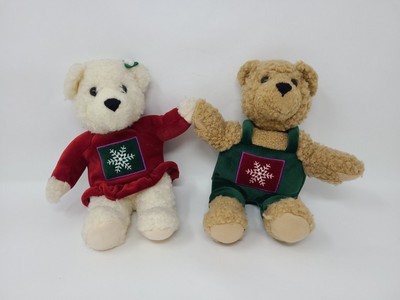 Hallmark Plush Kiss Kissing Mistletoe Teddy Bears Magnetic Noses Christmas EUC