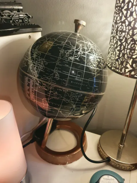 Black Rotating Globe World Travel Map Educational Desk Ornament Decoration