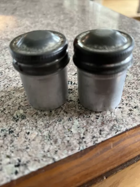 Lot of 2 Vintage Metal Aluminum Film Cans 35mm Canisters