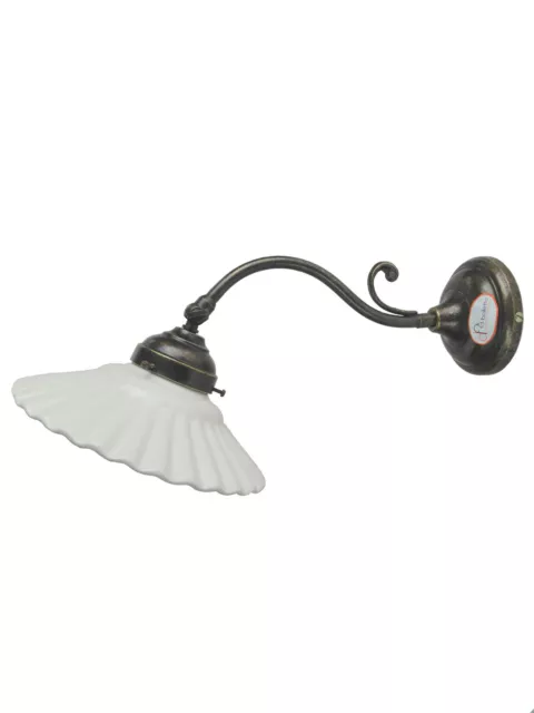 Applique ottone brunito,appliques liberty,lampada da parete piatto ceramica am44